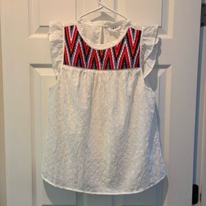 THML sleeveless blouse anthropology white with stripes Small‎